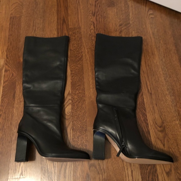Zara Leather High Leg Heeled Boot - Picture 2 of 7